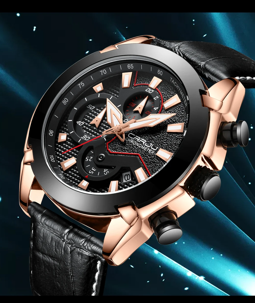 CRRJU 2219 Montre Homme 2018 модные кожаные кварцевые часы для Для мужчин Водонепроницаемый спортивные наручные часы Relogio мужчина мужской часы подарок