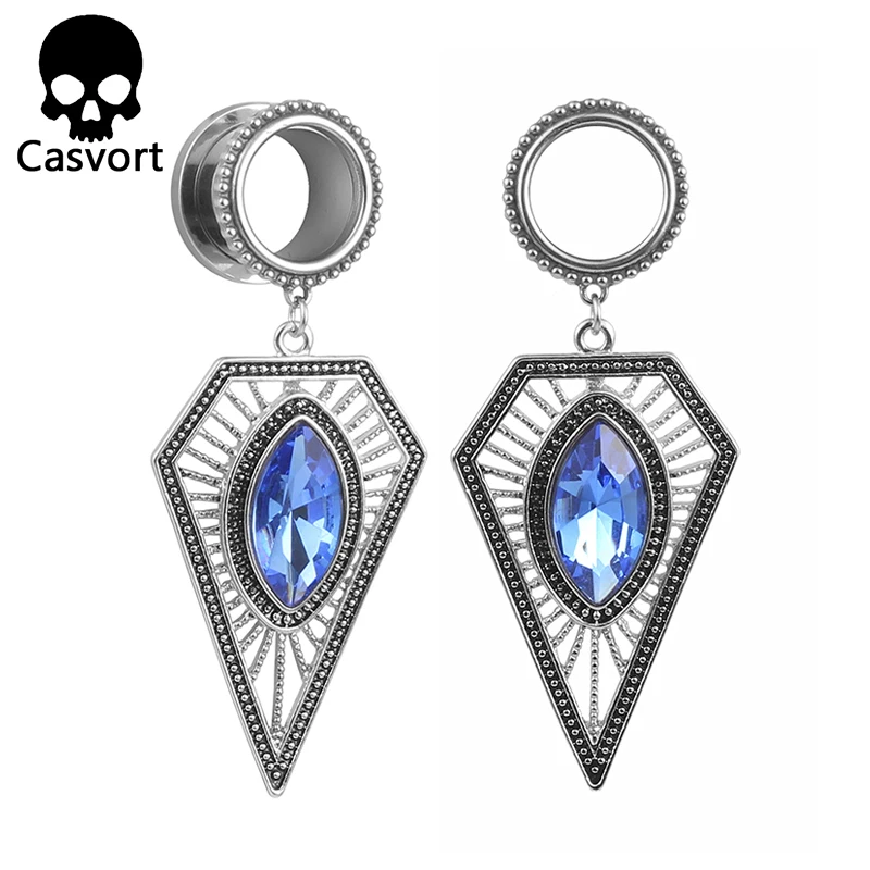 

Casvort new helix dangle ear plugs piercing body jewelry stainless steel ear gauges tunnels stretchers for women gift