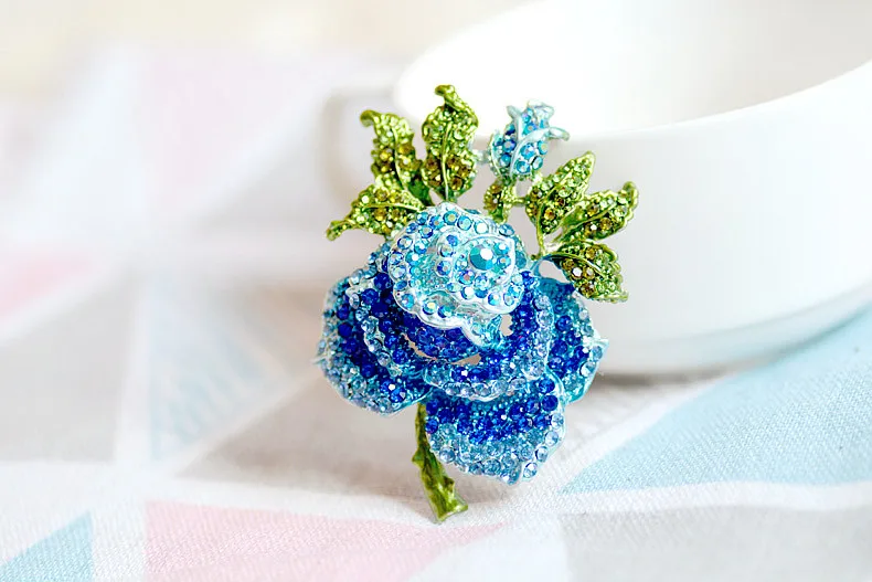 Morkopela Large Flower Brooch Pin For Dresses Beautiful Luxury Pins And Brooches Crystal Bouquet Brooch Clothes Scarf Clip