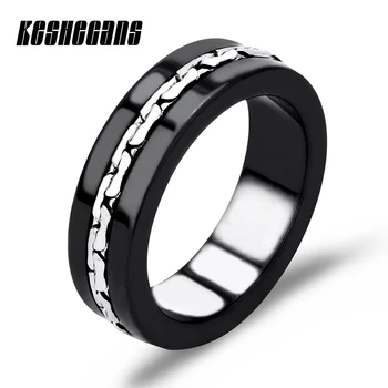 

Top Quality Ceramic Ring Concise Classical Wedding Ring For Women Female Ring Vintage Statement Fashion Jewelry Black White