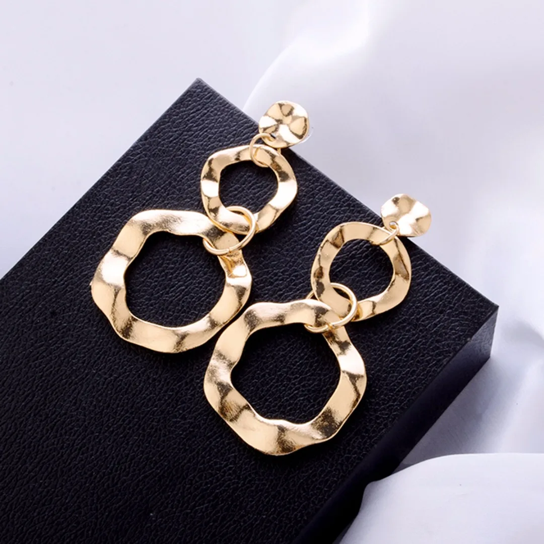 

Shellhard Simple Round Pendant Earring For Women Silver Gold Color Figure Dangle Earring Fashion Statement Jewelry Femme Bijoux