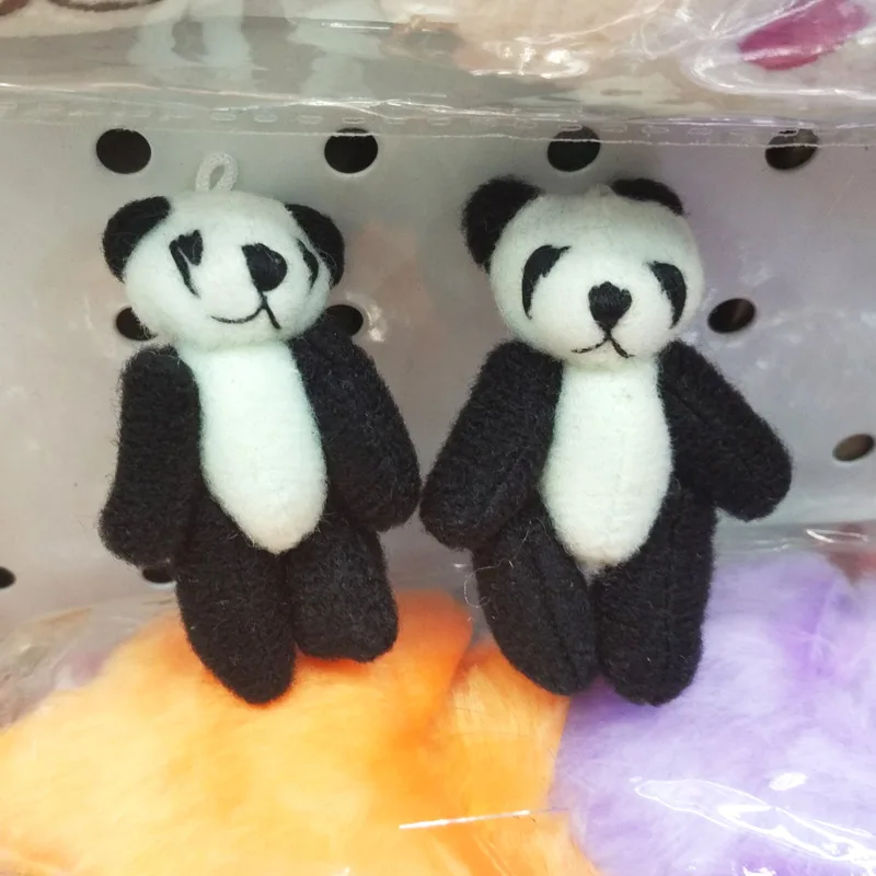 Черный 4 см(1,") 6 см(2,4") мини чучела соединенная голая панда кукла плюшевые игрушки подарок цветок упаковка кулон плюшевый медведь