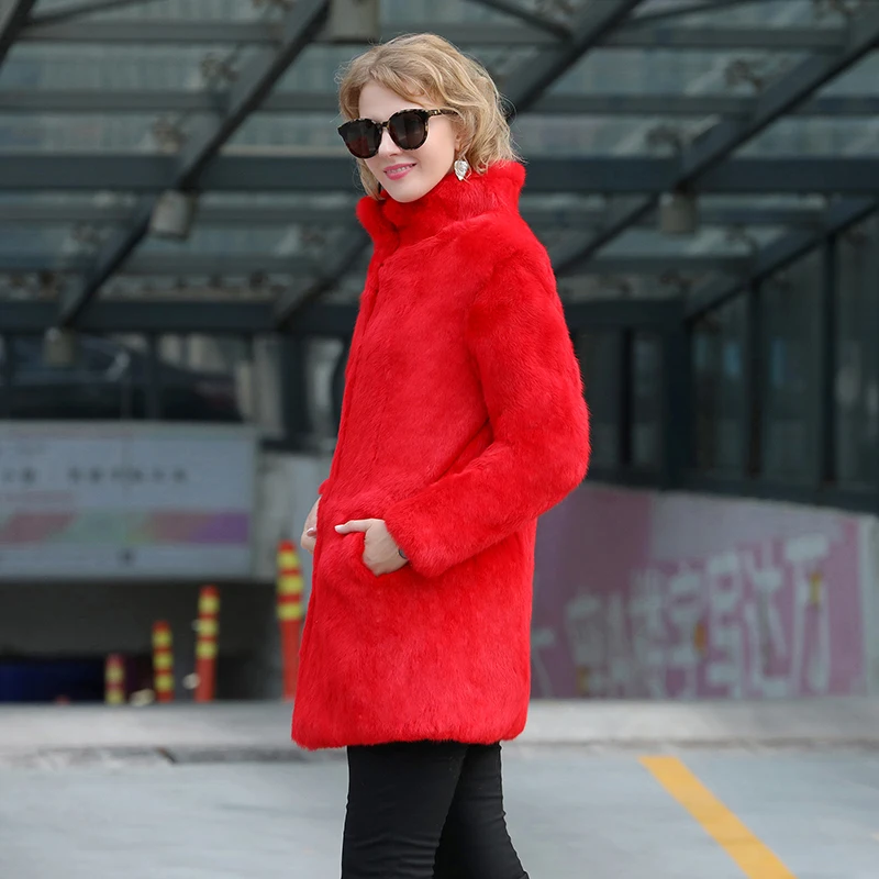 Pur New Col Fashion Ksr354 Lapin Usine Fourrure Plus Personnaliser Size De Veste Réel Manteau Vintage Standard Top 2018 tS5qxO45