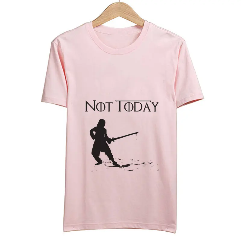 3 цвета, женская летняя футболка, Arya Stark Not Today, футболка с принтом,, модная уличная Футболка Harajuku, топы для фанатов Игры престолов - Цвет: 1935-pink
