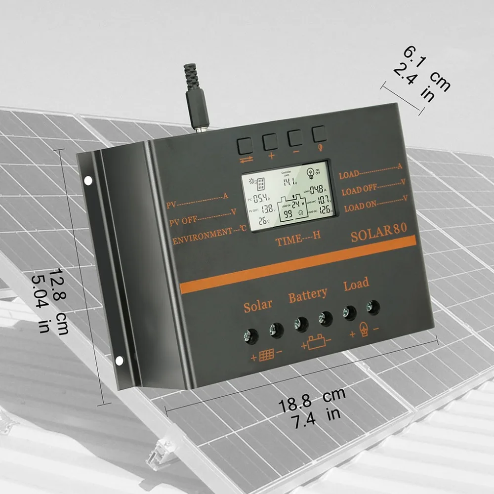 Y-SOLAR 80A 60A PWM блок управления установкой на солнечной батарее 12V 24V Авто Зарядное устройство контроллера ЖК-дисплей Дисплей Панели солнечные Батарея Регулятор зарядки USB 5V