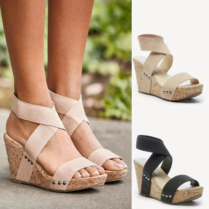 

Sexy Ladies Wedge Summer Sandals Shoes Women Chaussure Femme Pumps Cross-Tied High Heels Platform Sandals Zapatos Mujer 2019