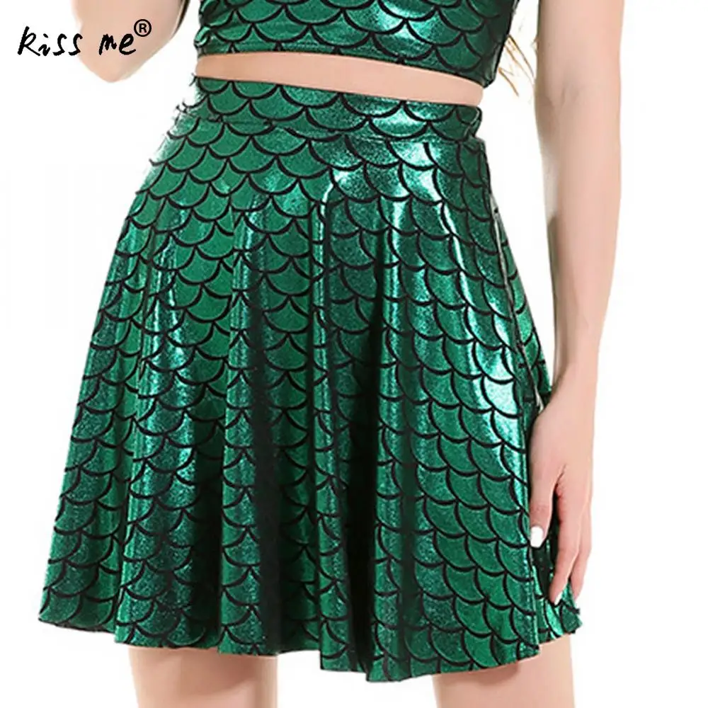 High Waisted Skirts Womens 2018 Fish Scale Pattern Sequin Pleated Skirt