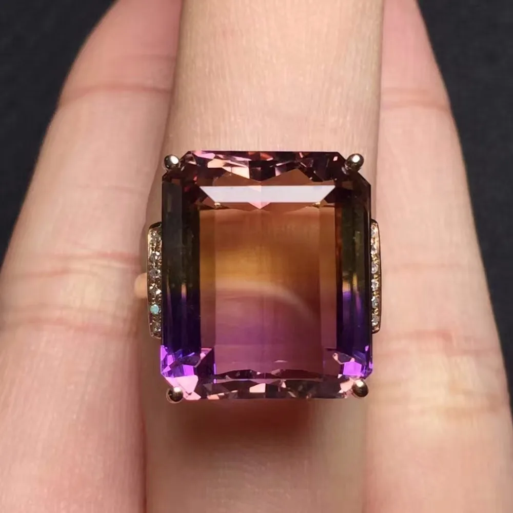 Fine Jewelry Real 18K Gold Au750 100% Natural Ametrine Gemstone Jewellery Ring Wedding Rings for women Gift | Украшения и