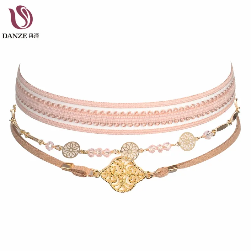

DANZE Trendy Handmade Elegant Chain Choker Set Women Circle Leaf Necklace Pendants Fashion Ketting Jewelry Collares de perlas