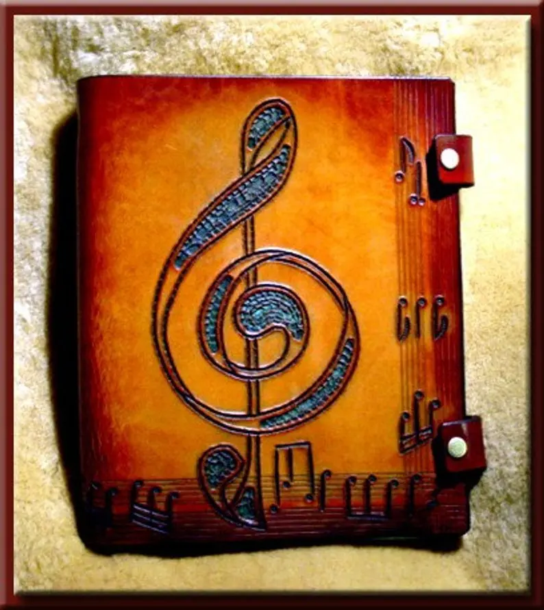 

COMPOSER'S EDGE MUSIC Songbook & Journal  A Beautifully Hand Crafted Leather Journal with Staff Lined Paper for the Musician
