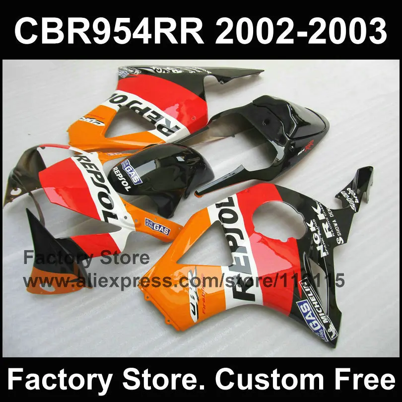 

NEW! ABS plastic orange repsol bodywork for HONDA CBR900RR 2002 2003 fireblade Injection fairings CBR 954 RR 02 03
