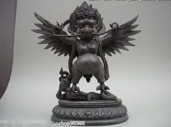 

12"Inch Tibet Tibetan Buddhism Absolute Pure Bronze Garuda God Buddha Statue
