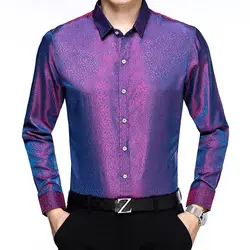 Мужские новые рубашки осенние Дизайнерские мужские рубашки красный Blusa Social Masculina Smoking современные Vetements Herren Hemden Slim Fit фиолетовый