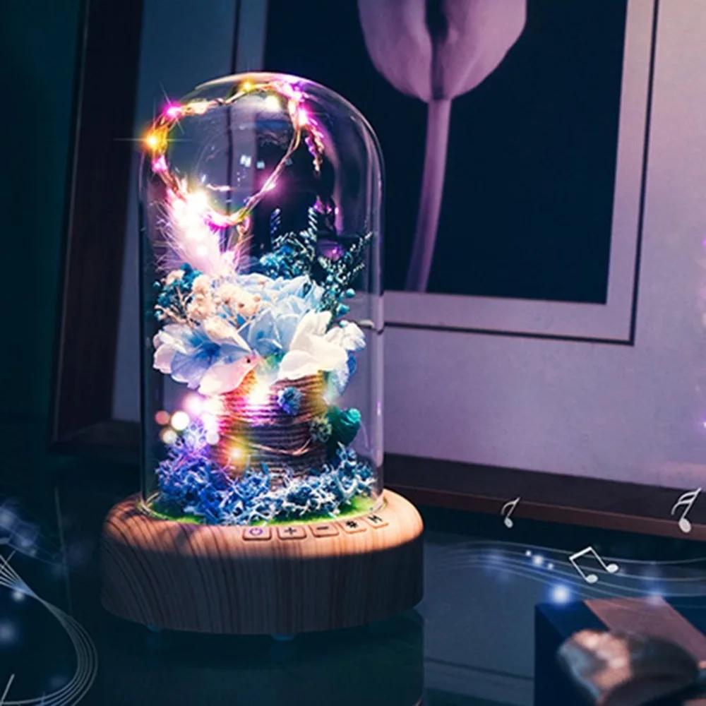 

Rechargeable LED Night Light Beautiful Wireless Bluetooth Speaker With Flower Home Decoration Table Lamp last for 8 hours