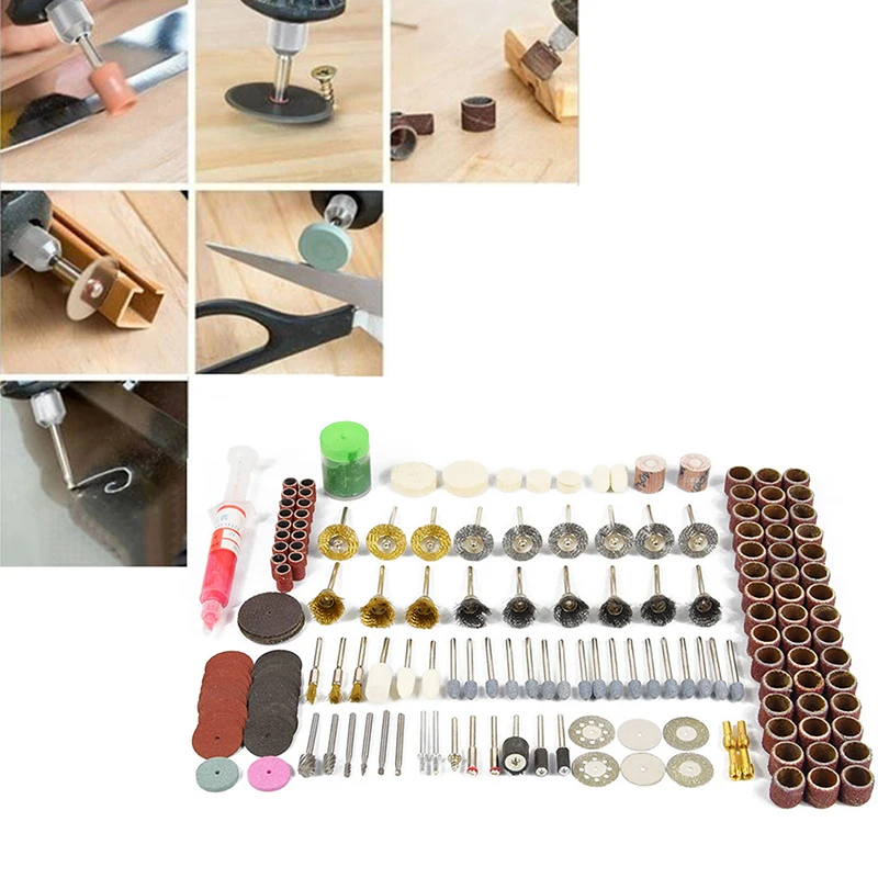 

218Pcs Rotary Tool Accessory Bit Set Suit 1/8" Shank Grinding Polishing For Rotary Machine