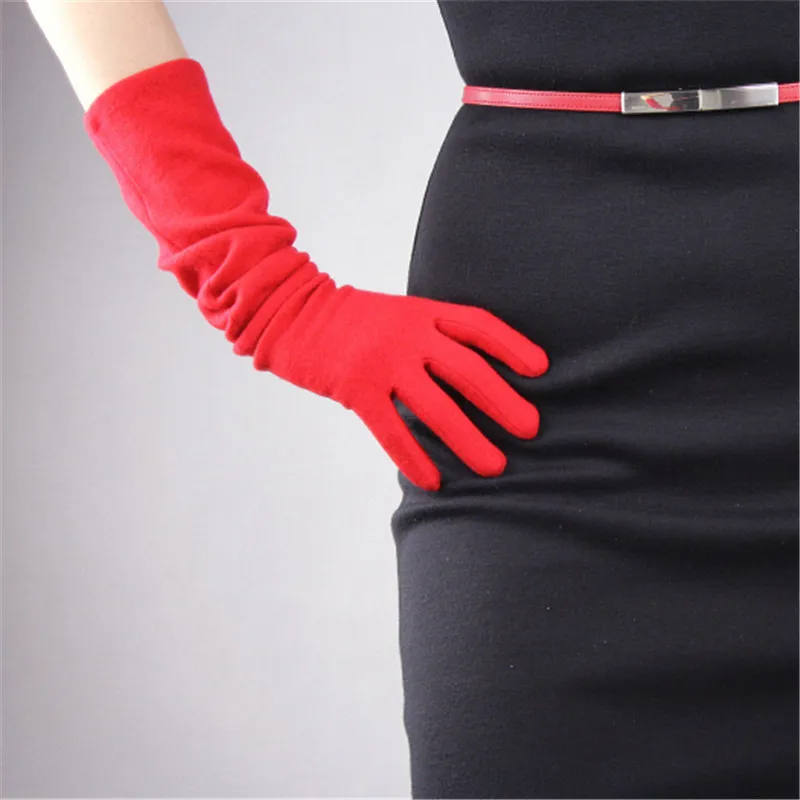 Cashmere Wool Woman's Gloves Long Style Elastic Retro Evening Vestido Classical French Elegance Lady Gloves Female TB26-1