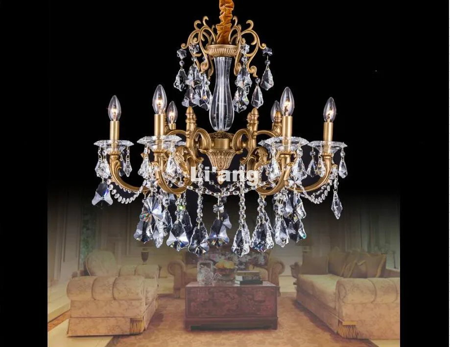 

Free Shipping D83cm Bronze Chandelier Antique Brass Crystal Chandelier Lamp Crystal Lustre Light Fixture Villa Cristal Lighting