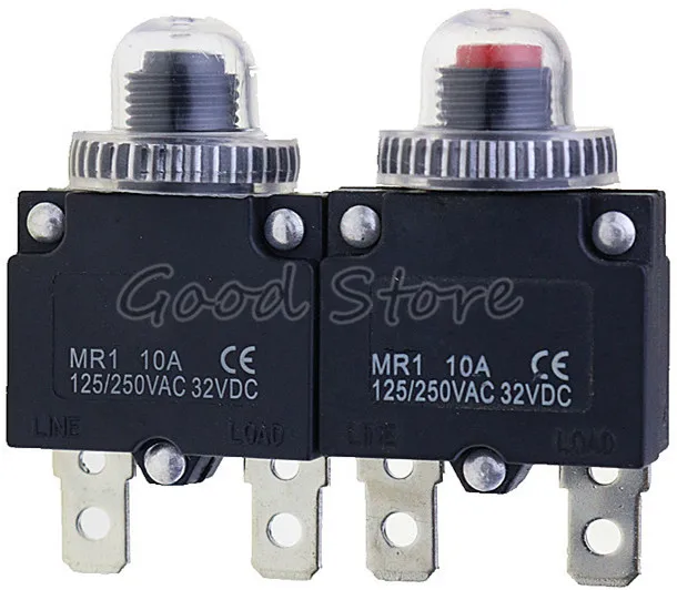 

1pcs Circuit Breaker MR1 10A 125/250VAC 32VDC Overload Protector Switch Fuse and Waterproof cap