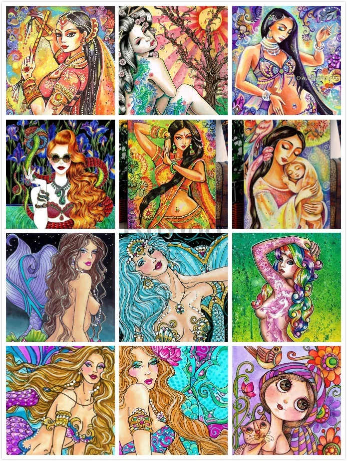 

diy diamond embroidery Animated mermaid and woman 5d diamond painting picture Rhinestones Crystals Handicrafts Home Decoration