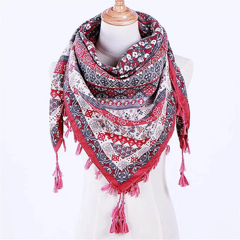 Fashion Lady Women Floral Prints Tassel Shawl Scarf Printed women's scarves handkerchief hijab scarf 40FE2711
