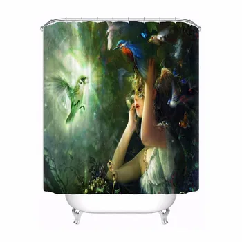 

Bath Curtain For Bathroom Custom Beautiful Angel Girl Home Decor Shower Curtain Waterproof Fabric Hooks #180417-02-146