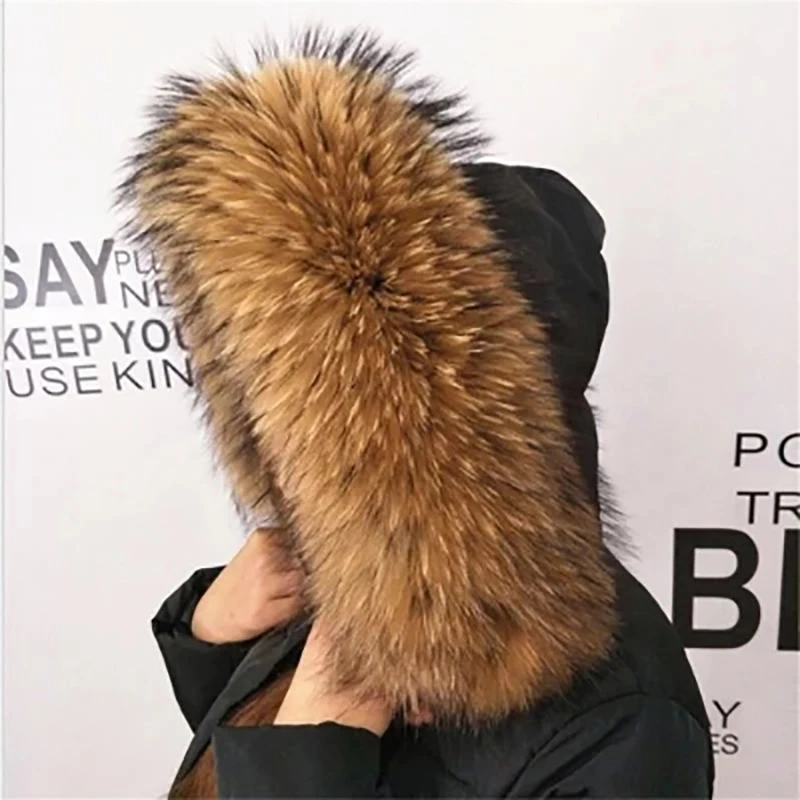 

Winter Real Raccoon Fur Collar 100% Natural Raccoon Fur Scarf 70CM Fashion Coat Sweater Scarves Collar Neck Cap