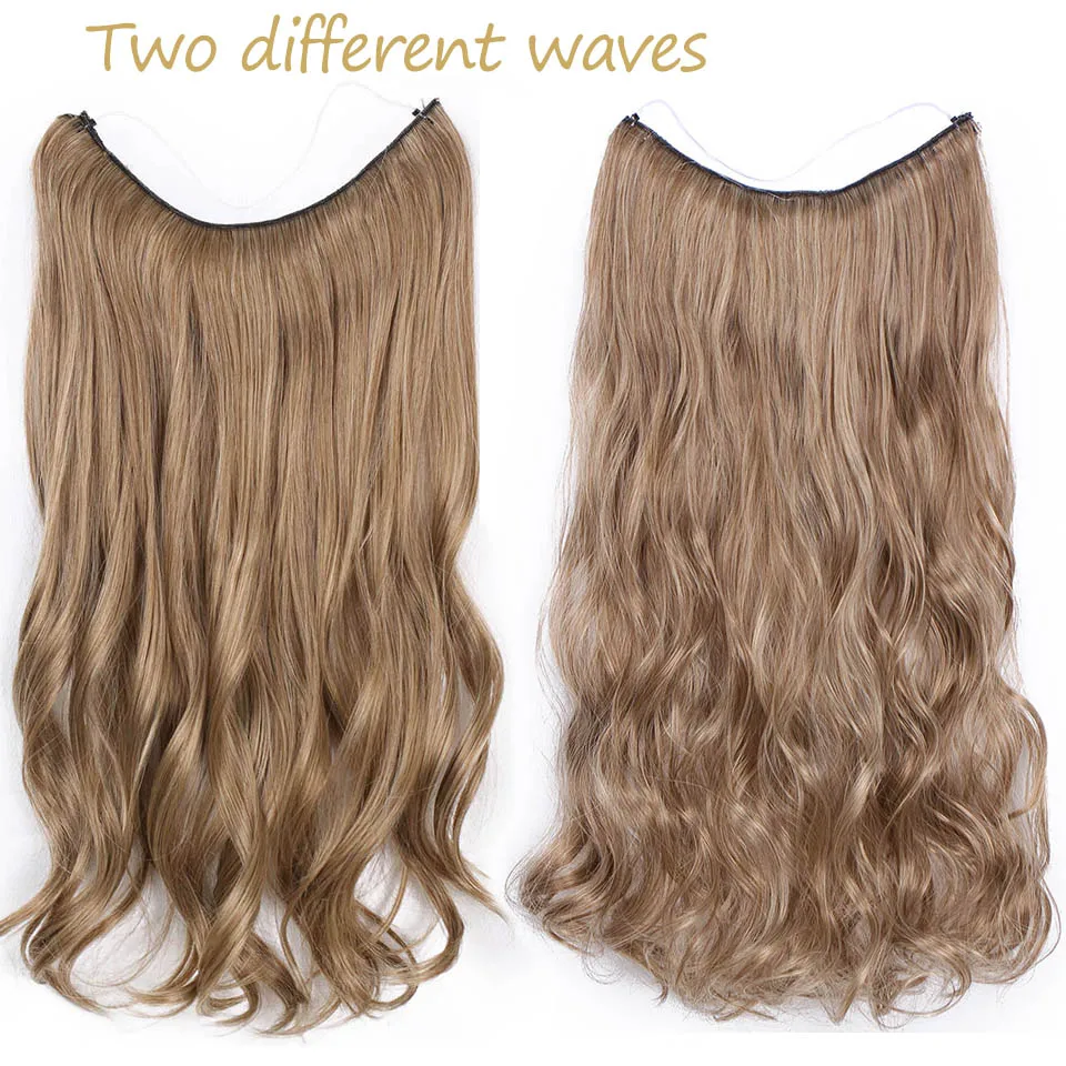 I's a wig Fish Line Hairpieces 22 ''невидимая проволока без зажимов для наращивания волос прямые синтетические волосы 100 г/фото