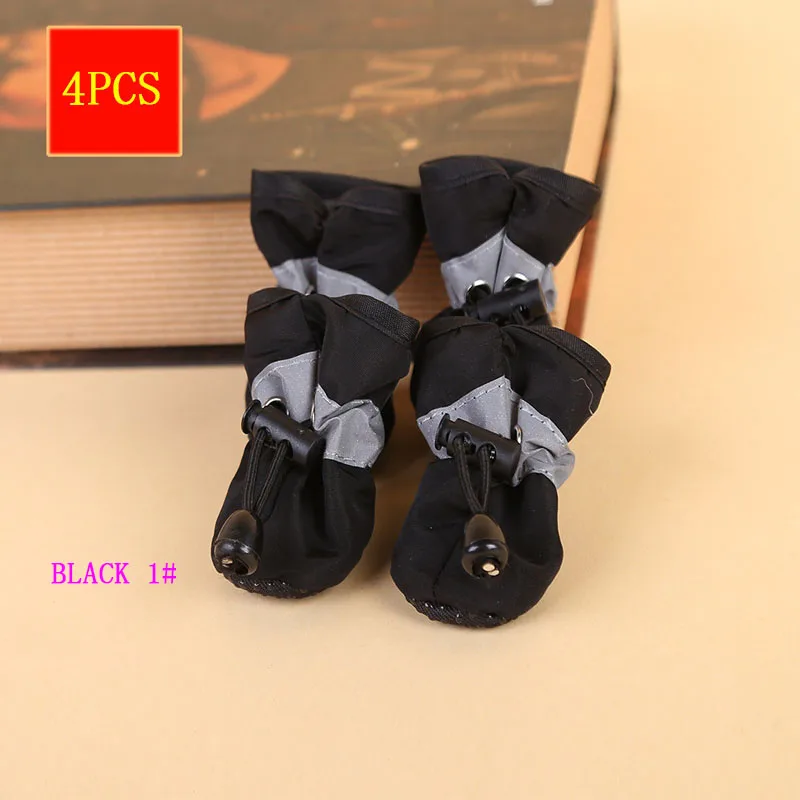

HOT 4Pcs/set Pet Dogs Winter Shoes Rain Snow Waterproof Booties Socks Rubber Anti-slip Shoes For Small Dog Puppies Soft Footwear