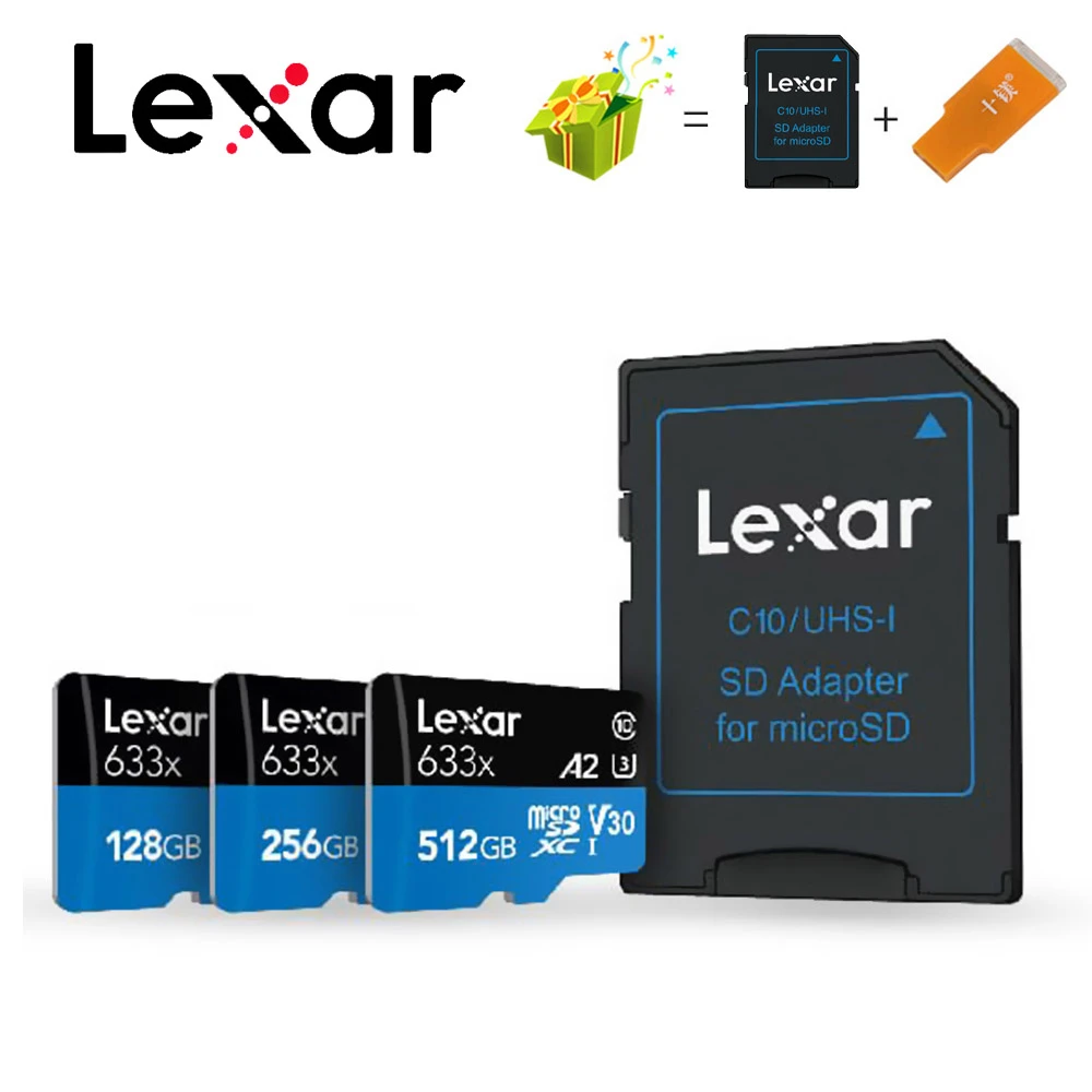 Карта памяти Lexar, 512 ГБ, 256 ГБ, 128 ГБ, 64 ГБ, U3, 98 МБ/с./с, 32 ГБ, Micro sd карта, класс 10, UHS-3, флеш-карта, память, Microsd, TF/sd карта s