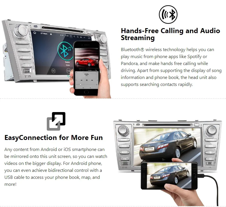 Perfect 8" Android 7.1 OS Car DVD for Toyota Camry 2007-2011 & Toyota Aurion 2006-2011 with 2GB RAM & Split Screen Multi-tasking Support 2