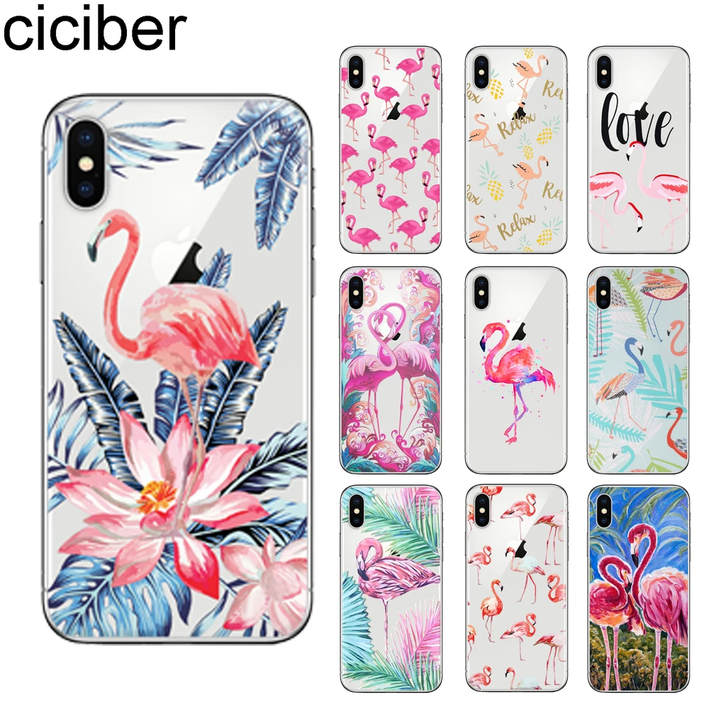 

ciciber Fashion Flamingo Pattern for IPhone 7 6 6S 8 Plus 5S SE X XR XS Max Soft Silicon Cover Capinha Fundas Phone Cases