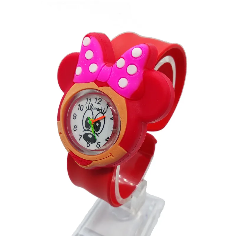 New style! Children Cartoon Quartz Watch 4 Kinds of Animal for Kids Boys Girls Clock Christmas Gift Toys Digital Wrist Watches - Цвет: Minni red