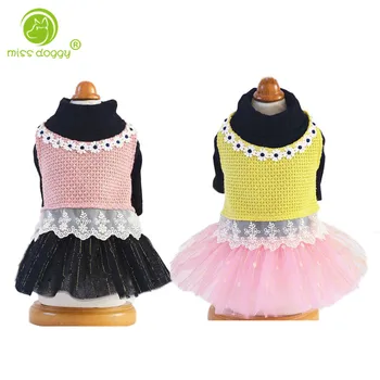 

Newly Design Cute Floral Pet Dog Dress Classic Solid Color Clothes for Small Dogs Delicate Lace Edge Mesh Puppy Tutu Skirt 10A