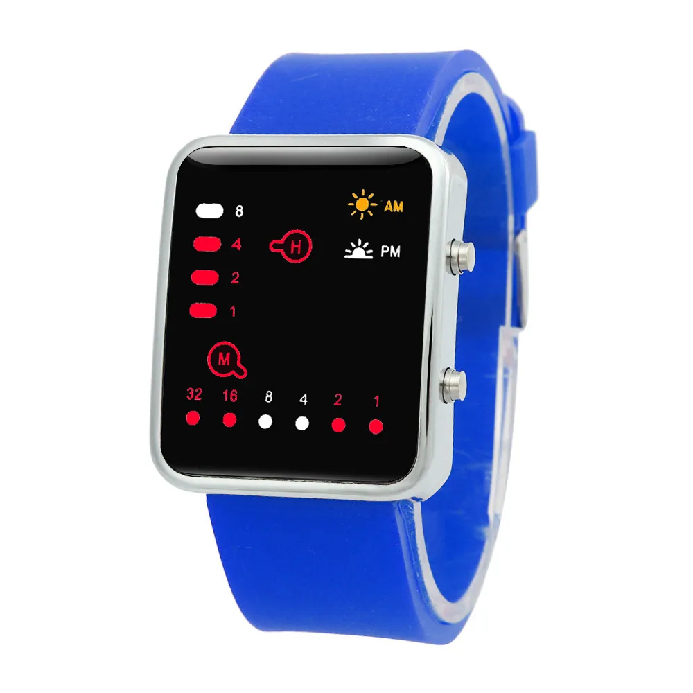 Для женщин и мужчин s цифровой красный светодиодный спортивные часы Бинарные наручные часы силиконовые спортивные мужские часы женские часы для мужчин женские часы - Цвет: Синий