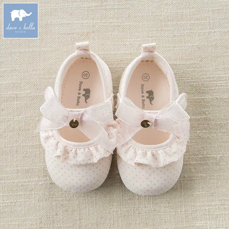 

DB7128 Dave Bella baby girls soft first walkers baby cute bow shoes