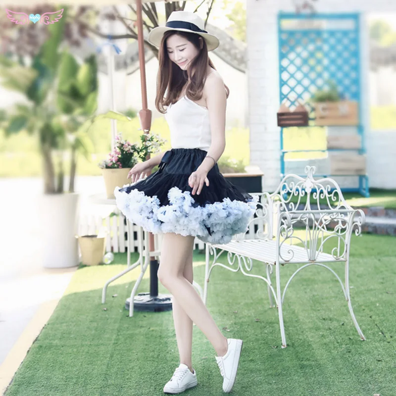 Fashion Fluffy Chiffon Teenage Girl Adualt Women Pettiskirts tutu Baby Girls Skirts Princess skirt dance wear Party clothes - Цвет: black white