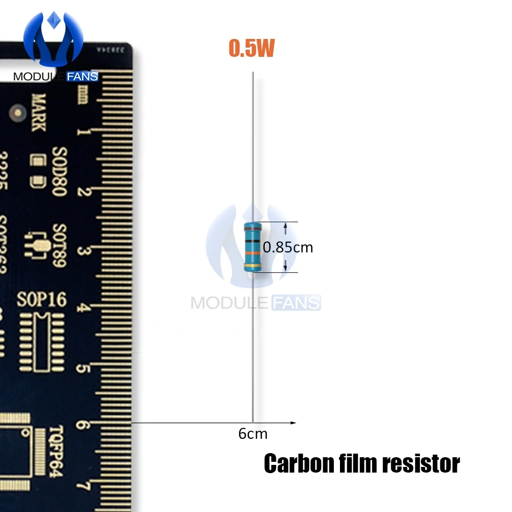 100 шт. Diy Электронные угольный осажденный резистор 5% 1/2W 0,5 W 1R-1M 1K 2,2 K 4,7 K 5,1 K 6,8 K 10K 15K 22K 47K Ohm Сопротивление 1%+ 1%-1