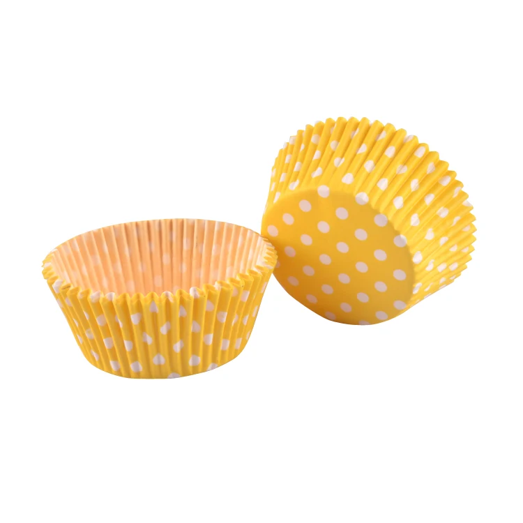 

BAKEST 500pcs per lot 3.5 inch White Dot Yellow Muffin Cake Baking Paper Cup