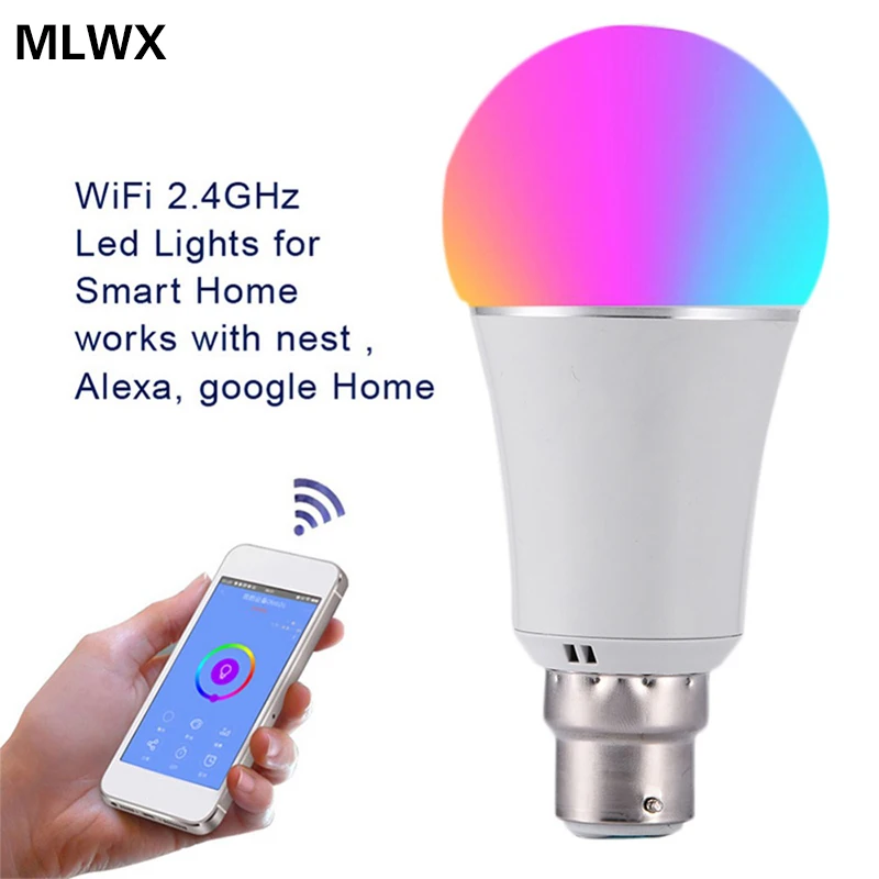 7 Вт Беспроводной WiFi Smart светодио дный лампы B22 RGB лампы Поддержка Alexa Google домой голос Управление 9 Вт светодио дный лампа