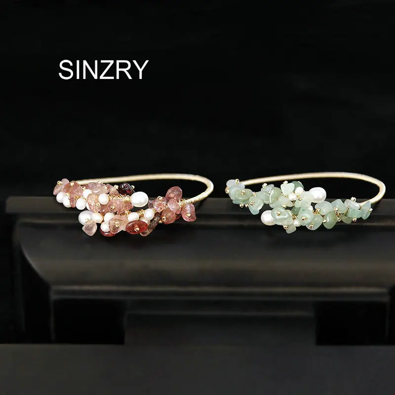 

SINZRY original handmade gold color baroque freshwater pearl wire kinking charm cuff bangles lady personality jewelry accessory