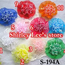 300X6 см двухцветная органза Гвоздика цветок гофрированная лента цветок бутик, Микс 10 цветов