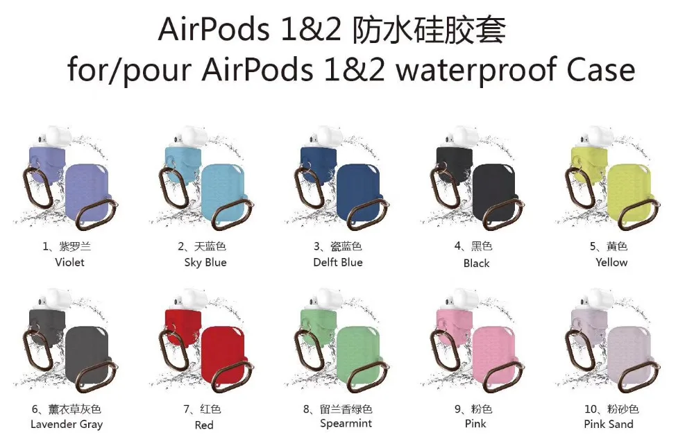 Универсальный Водонепроницаемый Чехол Airpods 1th 2nd силиконовый защитный чехол с