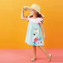 От 1 до 6 лет Очаровательная Одежда для маленьких девочек летнее платье с цветочным принтом и фламинго повседневные пляжные сарафаны с кисточками, элегантные платья