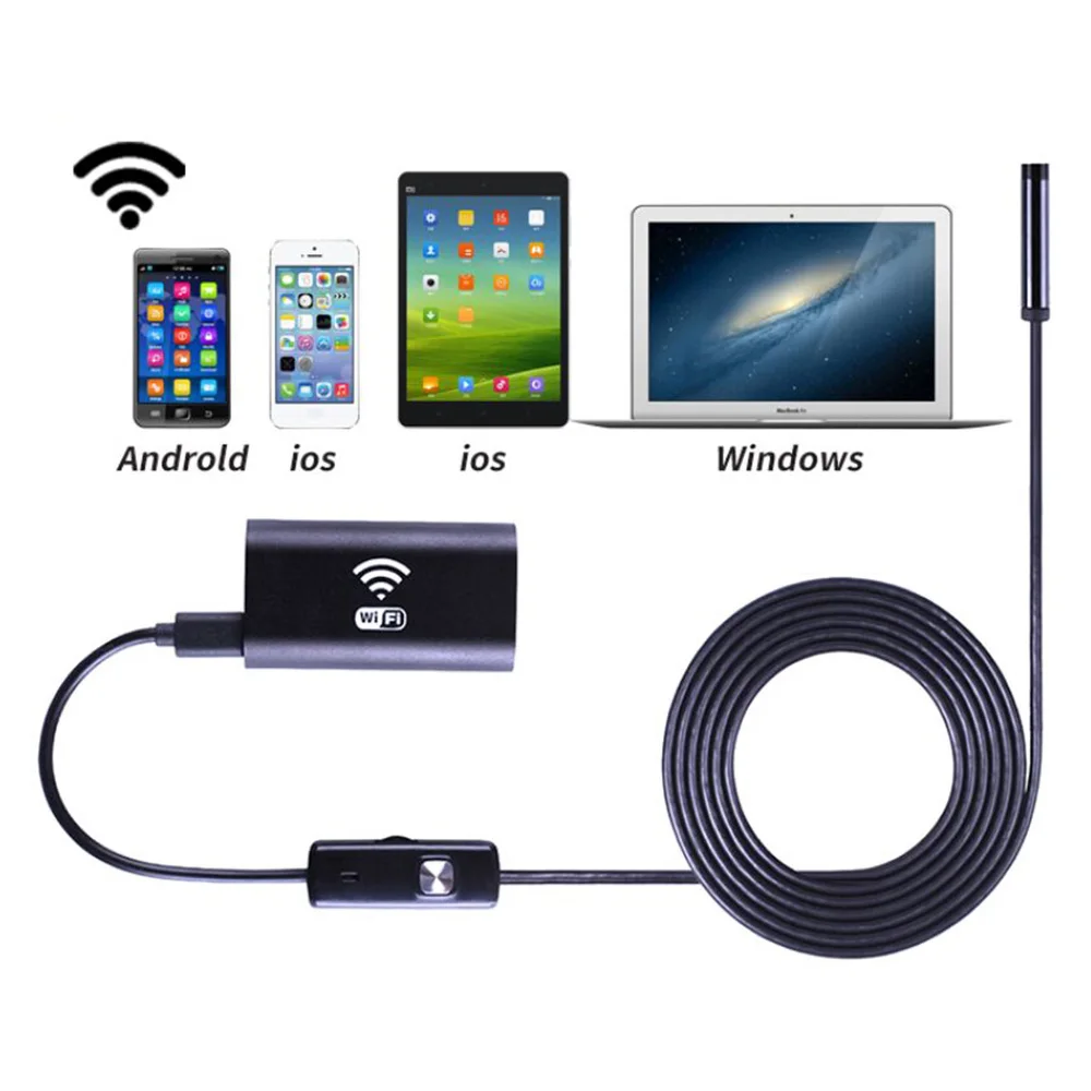 8mm Lens Wifi Android Iphone Endoscope Camera 1M 2M 3 5M 5M Waterproof Snake Tube Pipe