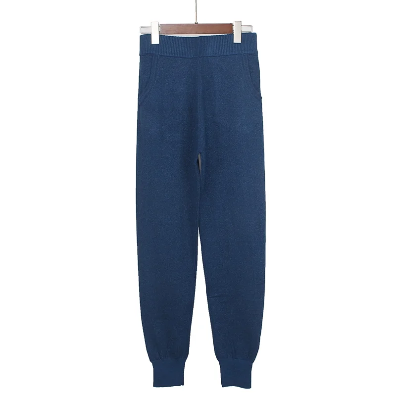 ONLYSVTER трикотажные женские брюки с эластичной резинкой на талии, штаны-шаровары с люрексом, блестящими осенне-зимними спортивными женскими свитерами - Цвет: dark blue 111