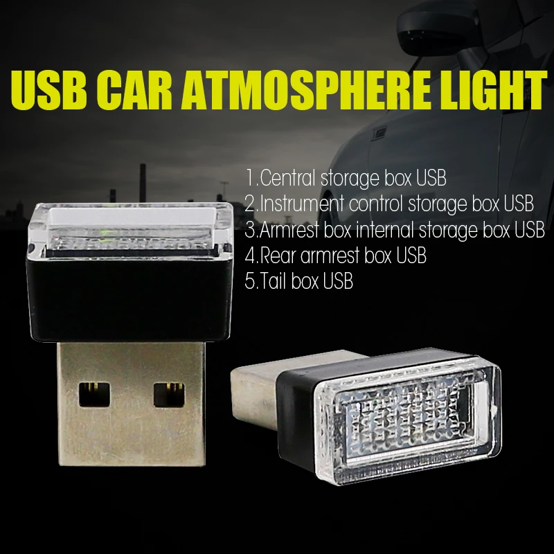 Hlxg 1 светодио дный шт. USB LED автомобиля атмосфера огни светодиодные