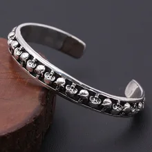 S925 стерлингового серебра Ретро тайское серебро Для мужчин и Для женщин Корейская версия, культовое Серебряное колье в виде открытые Личность Череп браслет