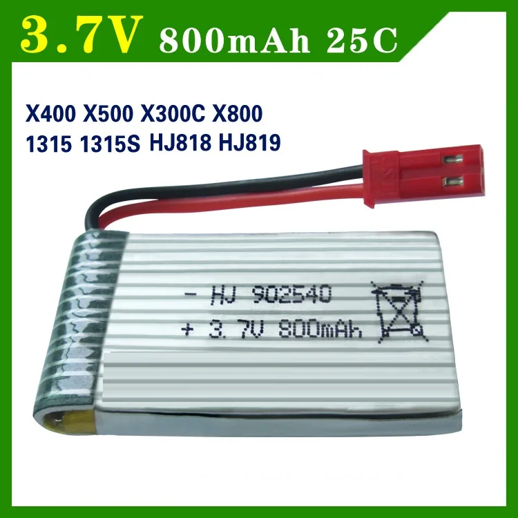 1 шт. 3,7 в 800 мАч 902540 батарея для Syma X5C X5SC X5SW M68 X5HC X5HW X400 X800 четырехосная модель самолета 3,7 в 800 мАч Lipo батарея - Цвет: Красный