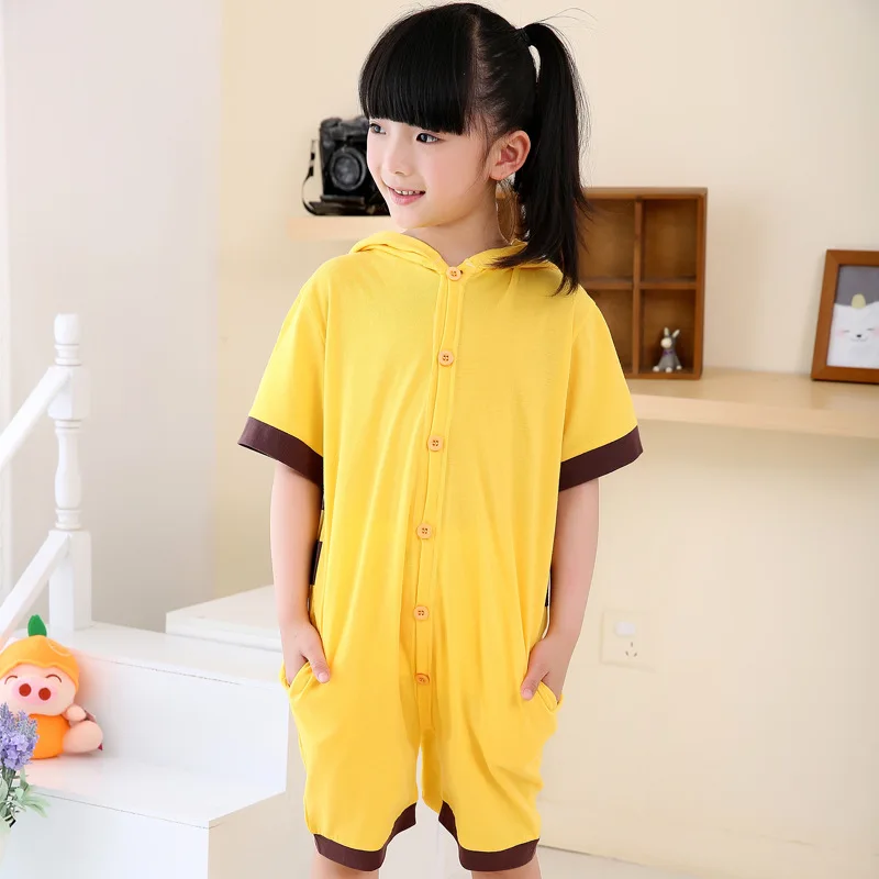 Детские хлопковые короткие Kigurumi стежка пижамы с Пикачу обувь для мальчиков лето