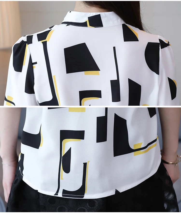 Модные женские блузки с коротким рукавом летние женские Топы с принтом шифоновая блузка рубашка размера плюс Топы женские рубашки blusas 1195 60